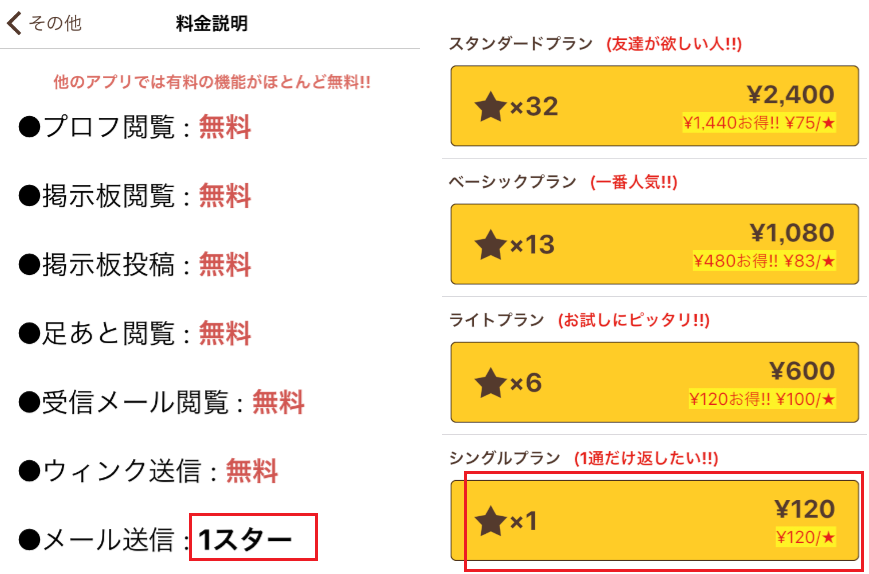であいオンライン掲示板のスタビ- 即会い&チャット出会いアプリで恋人探し -料金体系