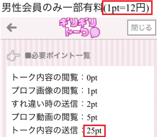 悪質出会い系アプリ「ギリギリトーク」料金体系