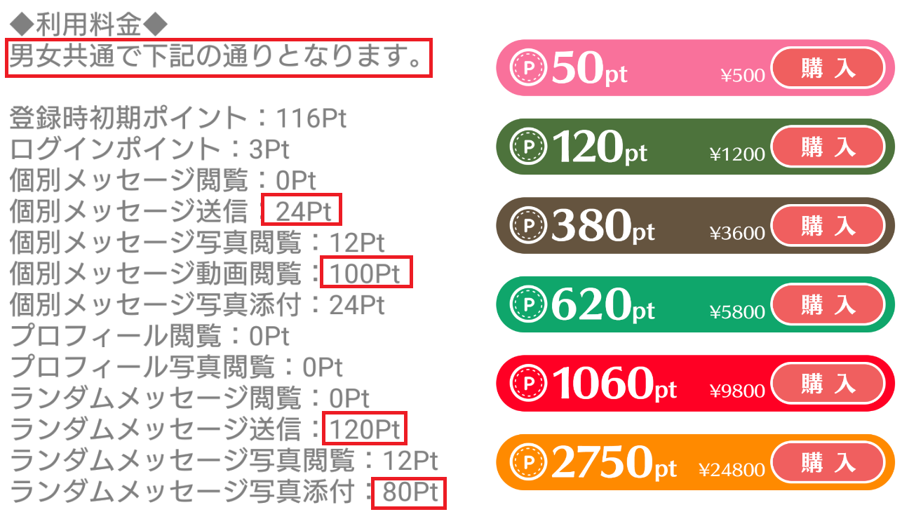 大人の暇つぶし出会いチャットChuun!!料金体系