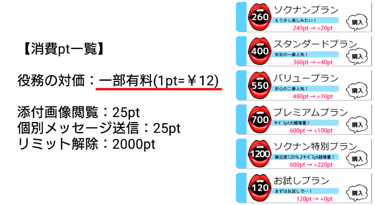 サクラ詐欺出会い系アプリ「ソクナン」料金体系