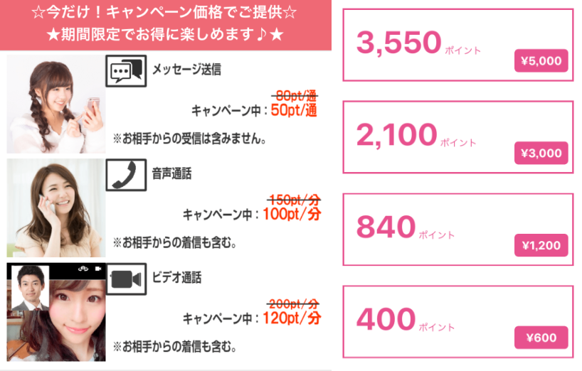 サクラ出会い系アプリ「MIYABI」料金体系