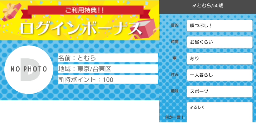 地域密着型ソーシャルネットワークサービス「ドット」プロフィール