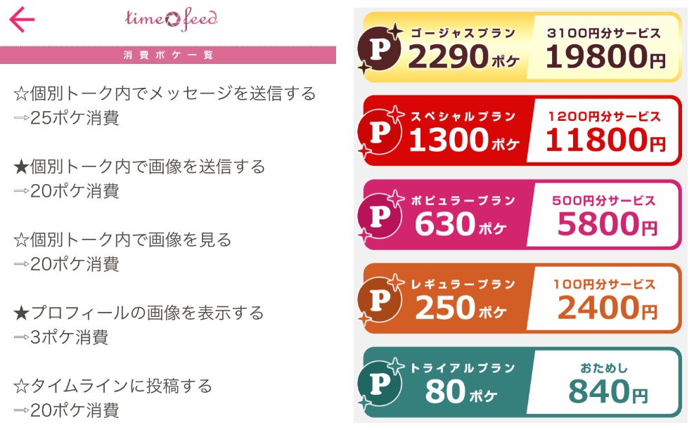 タイムフィードで繋がる新しい出会い料金体系