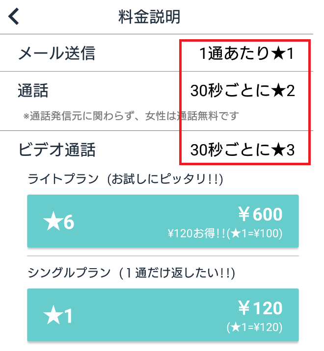 ビデオ通話 - ラブカムに料金体系